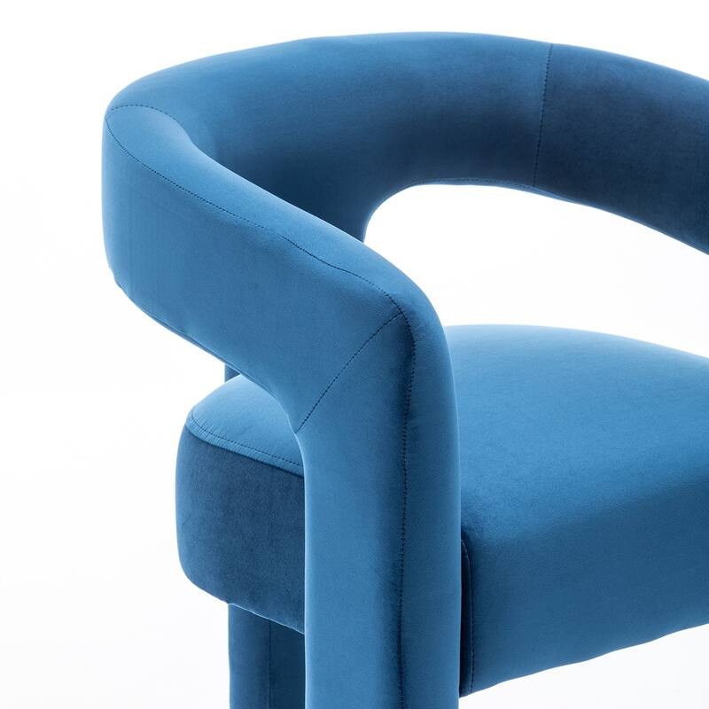 SEYNAR Modern Velvet 34.6''H Fixed Height Open-Back Bar Stool with Metal Footrest Set of 2