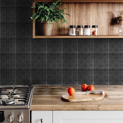 Merola Tile Triplex Valverde Black 7-3/4" x 7-3/4" Ceramic Wall Tile