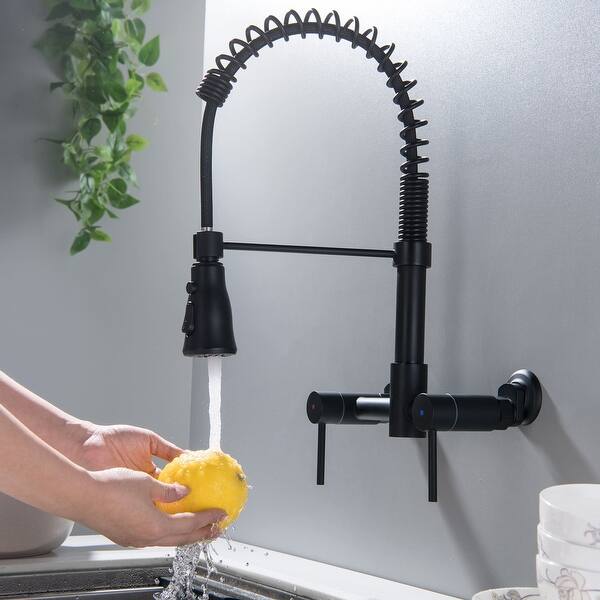 Matte Black Kitchen Faucet With Pull-Down Sprayer – 2-Handle, 8-Inch Centerset For 3-Hole Sinks Matte Black Kitchen Faucet With Pull-Down Sprayer – 2-Handle, 8-Inch Centerset For 3-Hole Sinks