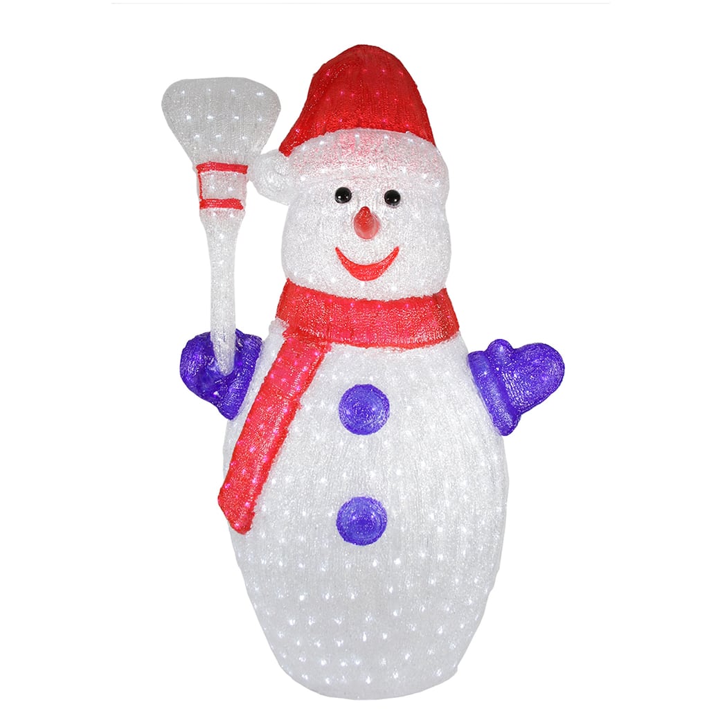 48" Red and White Pre-Lit Commercial Grade Snowman Christmas Outdoor Decor