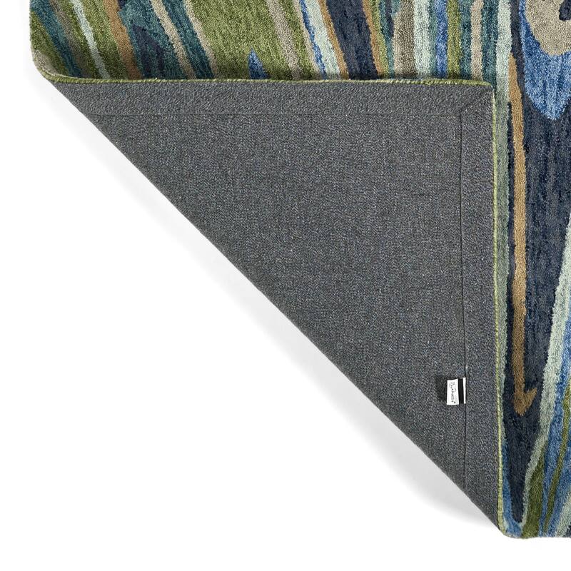 Marble Collection Green Hand-Tufted Indoor Area Rug