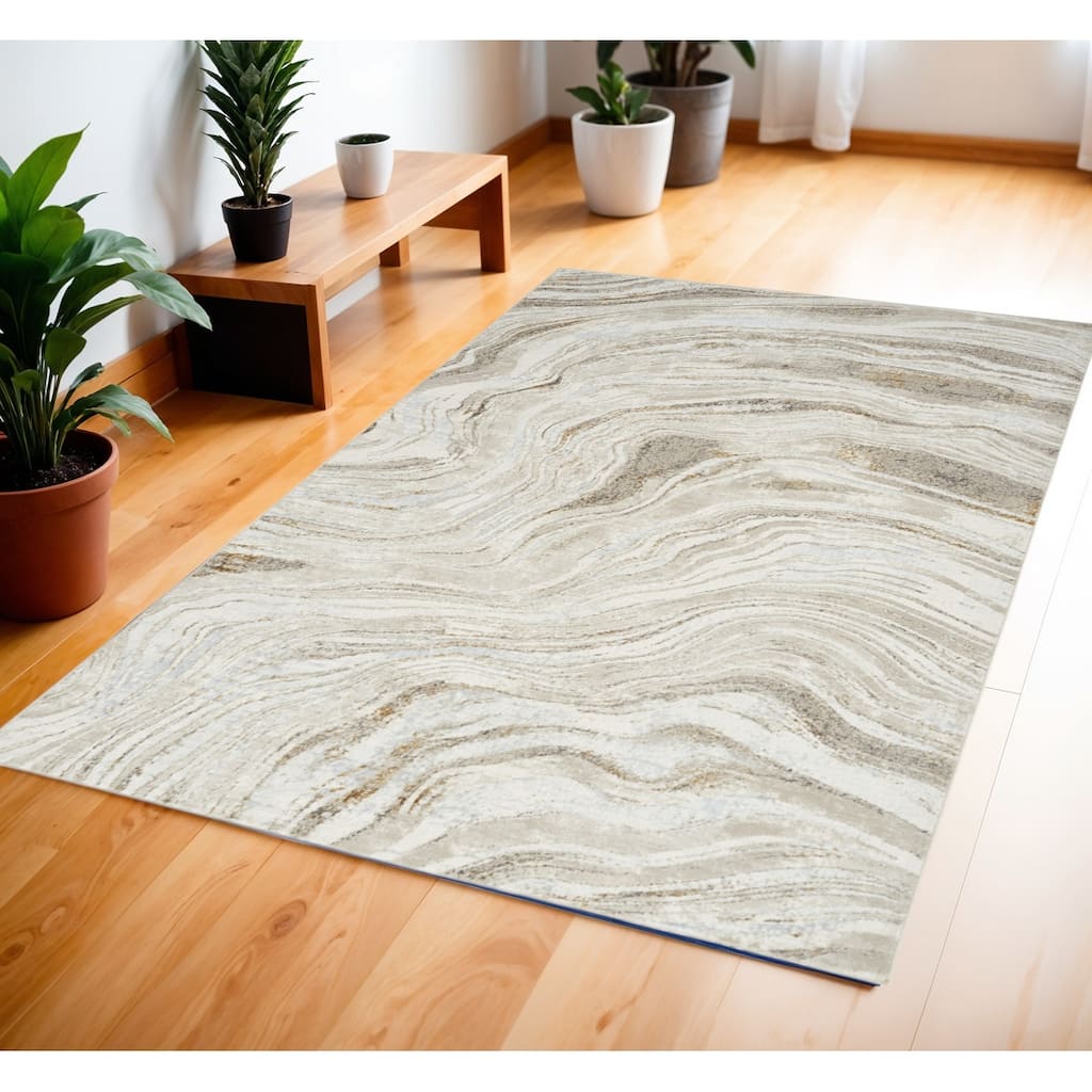 Power Loomed Abstract Modern Non Skid Stain Resistant Area Rug