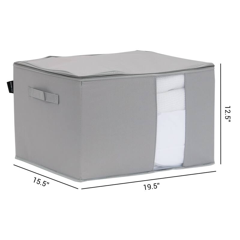 1 Pack Clothes Storage, Foldable Storage Bags for Organizing Bedroom, Clothing, Closet Organizers and Storage with Handles - Gray - 19.5*15.5*12.5in