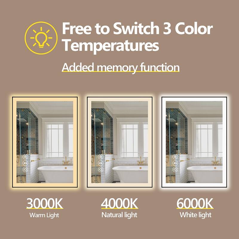 55x30 Inch Frameless LED Bathroom Mirror,Smart Mirror