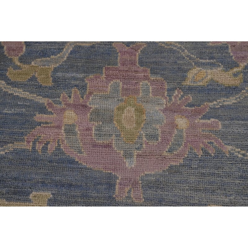 Vegetable Dye Blue Oushak Oriental Large Area Rug Handmade Wool Carpet - 10'5"x 13'8"