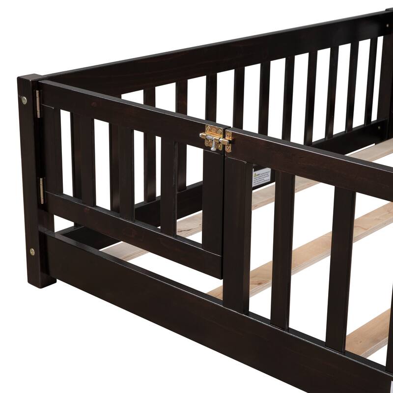 Floor Platform Bed with Fence and Door