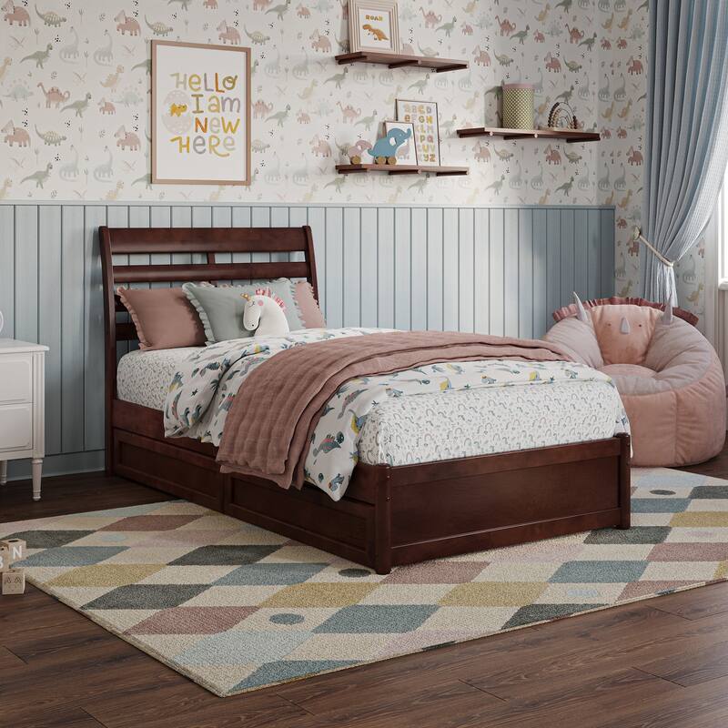 Emelie Platform Bed with Panel Footboard and Storage Drawers