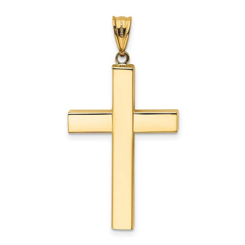 Curata 14k Yellow Gold 18" Polished Cross Hollow Pendant Necklace