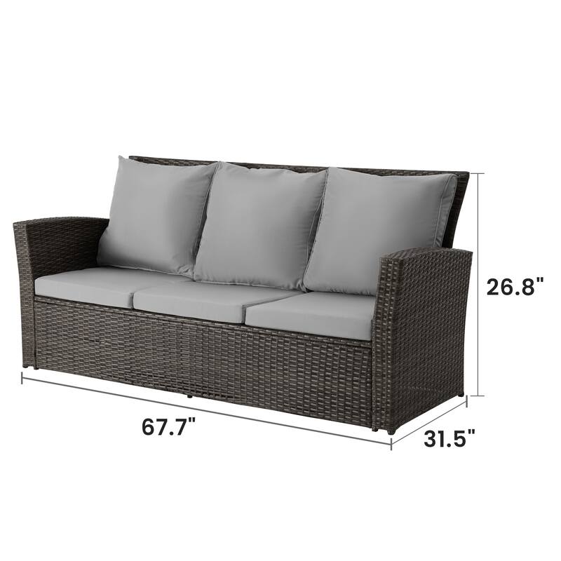 All Weather 3 Seats Patio Sofa with Thick Cushions