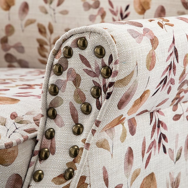 HULALA HOME Nailhead Trim Traditional Accent Armchair with Rolled Arms