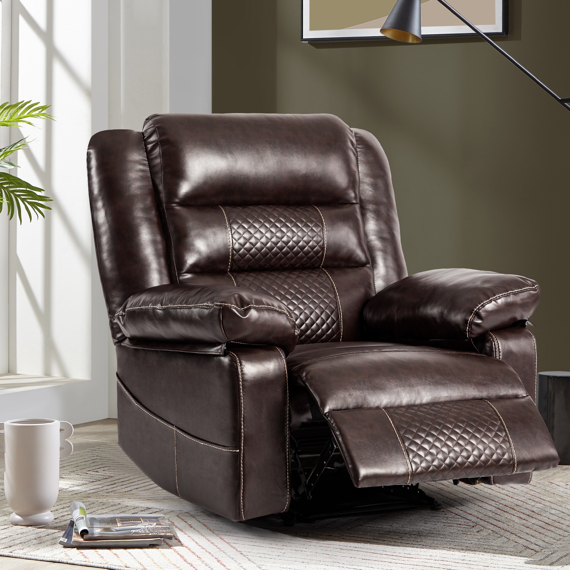 Heated leather recliner sofa sale