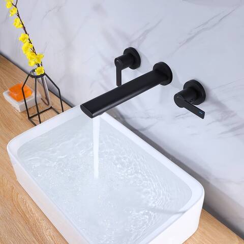 Matte Black 2-Handle Wall Mounted Bathroom Sink Faucet Bathroom Faucet