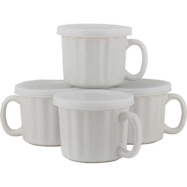 10 Strawberry Street 16oz Set of 4 Soup Mug with Lid, Charcoal Gray