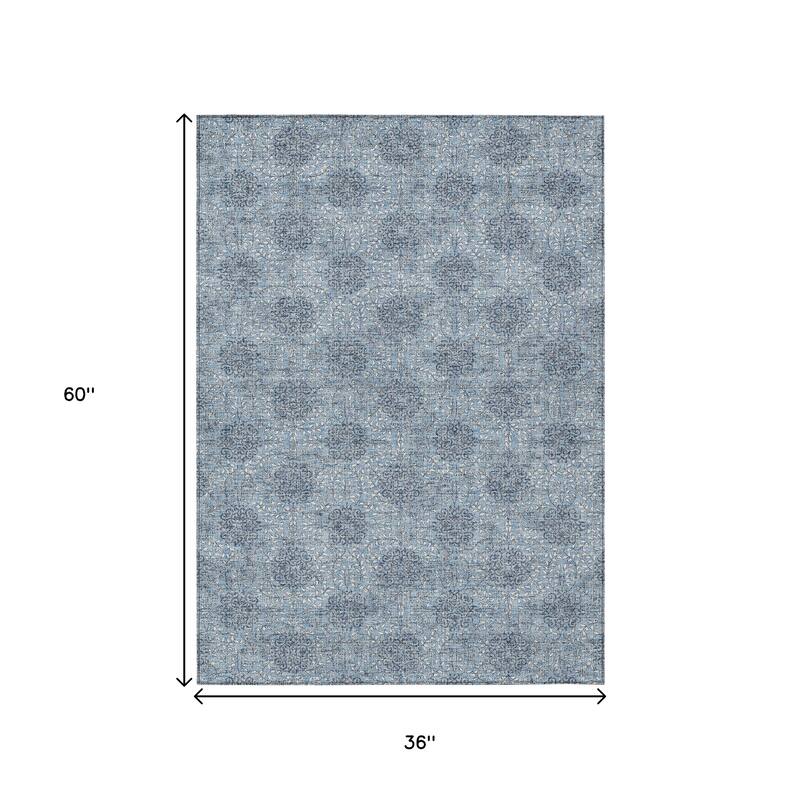 HomeRoots Damask Transitional Rectangle Outdoor Rug