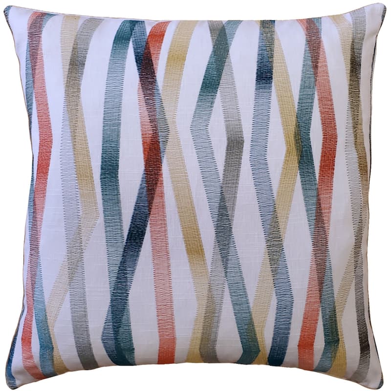 Wandering Lines Ocean Coast Linen 19x19 Throw Pillow with Polyfill Insert