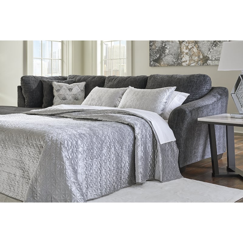 Signature Design by Ashley Biddeford Ebony 2-Piece Sleeper Sectional with Chaise - 120"W x 75"D x 40"H - Left Facing