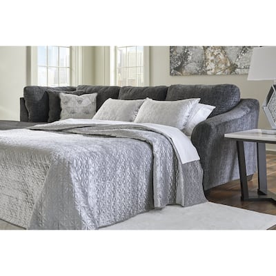 Signature Design by Ashley Biddeford Ebony 2-Piece Sleeper Sectional with Chaise - 120"W x 75"D x 40"H