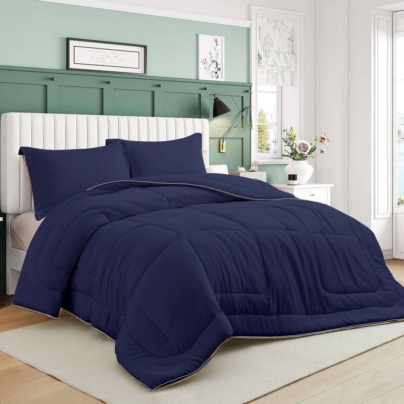 3 Piece Reversible Silky Luxury Soft Satin Comforter with 2 Satin Pillowcases