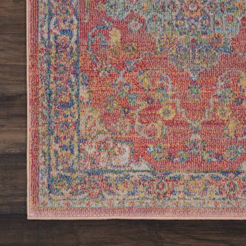 Power Loomed Distressed Floral Traditional Non Skid Area Rug - 48' X '24' X '0.5