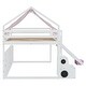 preview thumbnail 16 of 78, Full Size Loft Bed with Slide, Tent, and Storage Shelves - House Frame Kids Bed with Ladder and Car-Shaped Organizer