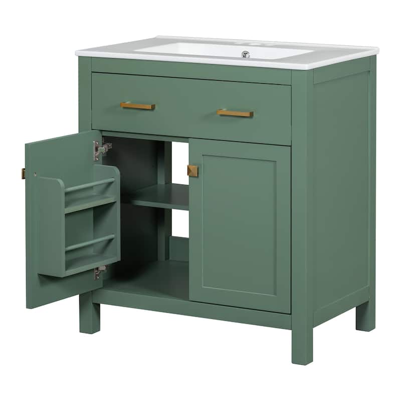 Modern Single Bathroom Vanity with 2 Doors and a Shelf