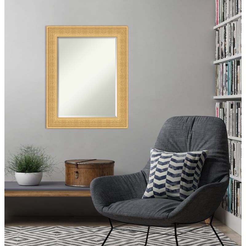 Trellis Beveled Wood Framed Wall Mirror - Trellis Gold