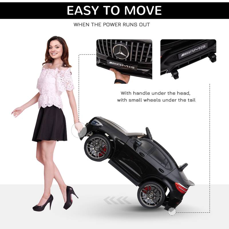 12V Mercedes Benz AMG GLC63S Coupe Kids Electric Ride-On Car with Remote Control, Music, Safety Belt, and Working Lights
