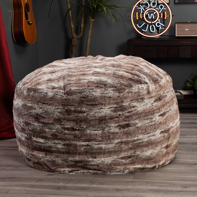 Round Plush Bean Bag Chair - 48" - Brown and Gray