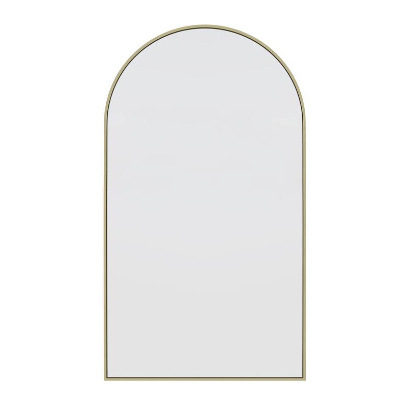 Glass Warehouse Large Arch Shape Stainless Steel Framed Mirror - 83" x 48" - Satin Brass