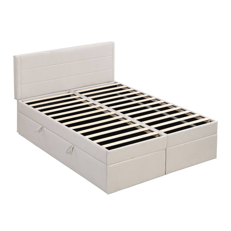 Modern Upholstered Platform Bed with Storage Underneath Bed Bath