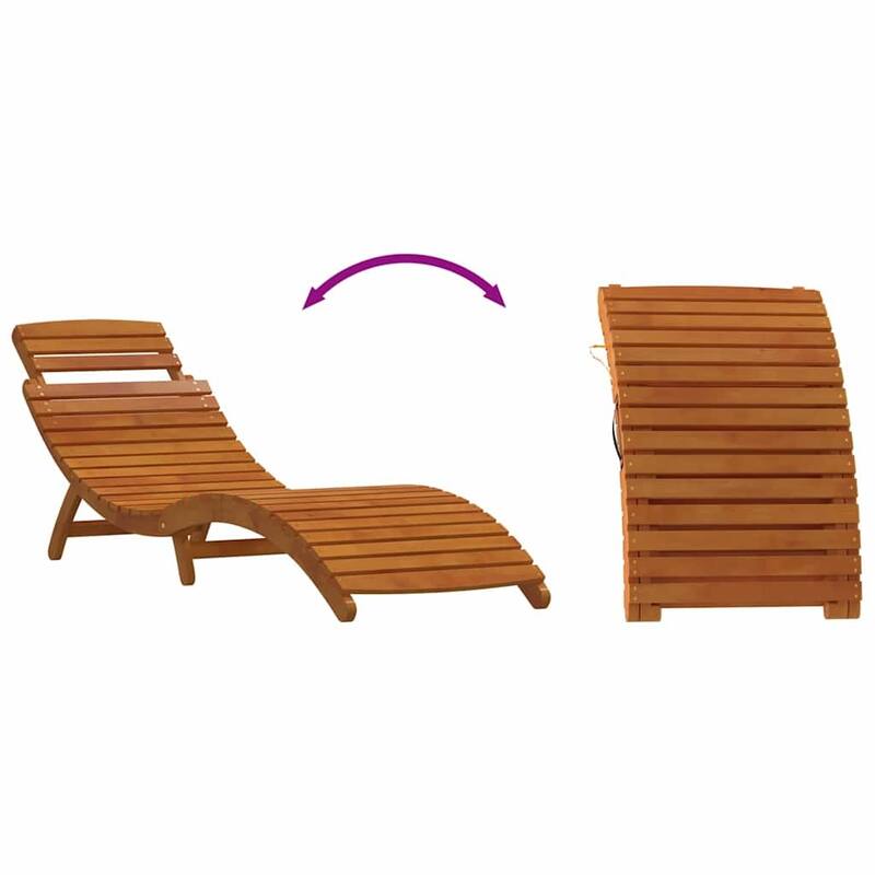 vidaXL Sun lounger 2 pcs Beige 184 x 55 x 64cm Solid Acacia wood - 72.4 x 21.7 x 25.2