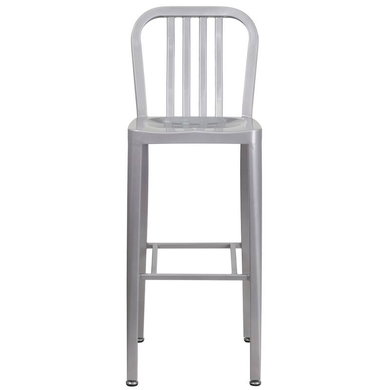 30'' High Metal Indoor-Outdoor Barstool with Vertical Slat Back