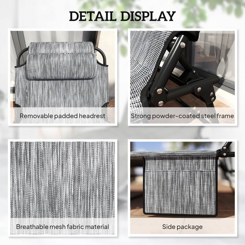 Outdoor Foldable Sun Lounger Chair with Adjustable Backrest and Cushioned Seat for Pool Side - 26.75" W x 74.5" D x 11.75" H