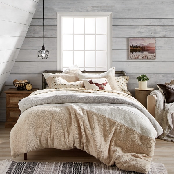 G.H. Bass Co. Colorblock Sherpa Comforter Set On Sale Bed