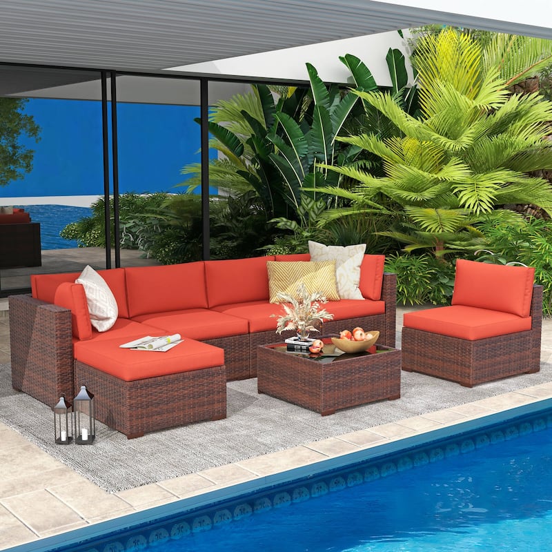 7-piece Wicker Sectional Sofa Set