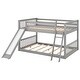 preview thumbnail 7 of 20, Full Over Full Bunk Bed Floor Bed with Convertible Slide and Ladder, Solid Pine Wood Frame, Built-in Guardrails for Kids Bedroom