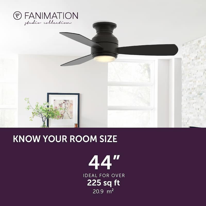 Fanimation Studio Collection Level 44 inch Aged Bronze Ceiling Fan with LED Light and Wall Control