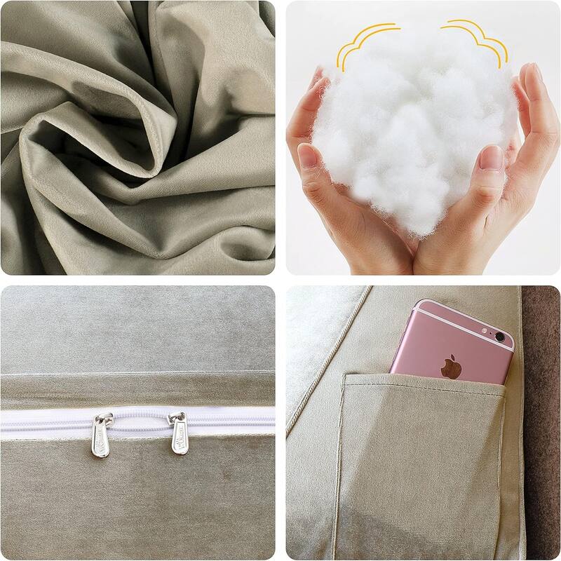 Velvet Headboard Reading Wedge Pillow for Bed Rest Sit Up Back Support