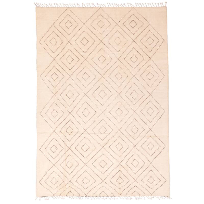 ECARPETGALLERY Hand-knotted Pak Finest Marrakesh Cream Wool Rug - 6'11 x 9'9