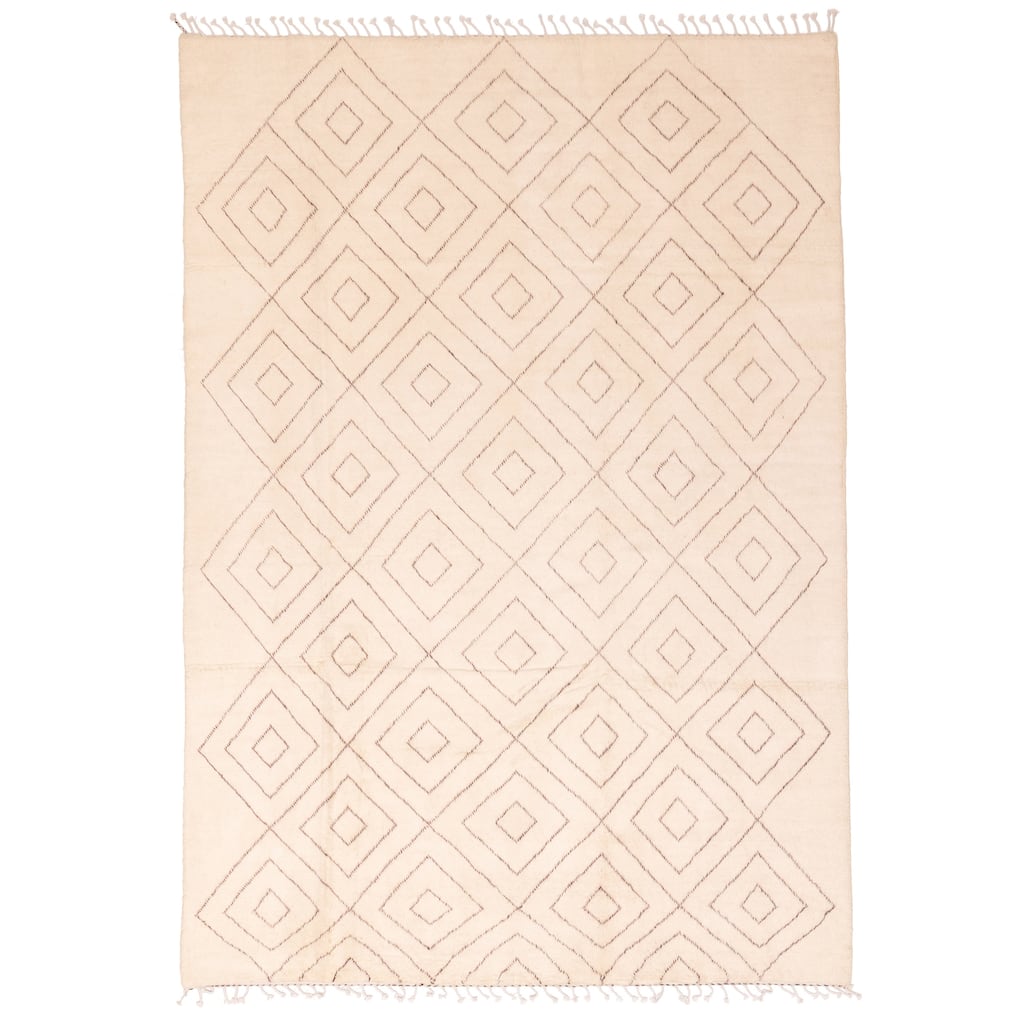 ECARPETGALLERY Hand-knotted Pak Finest Marrakesh Cream Wool Rug - 6'11 x 9'9