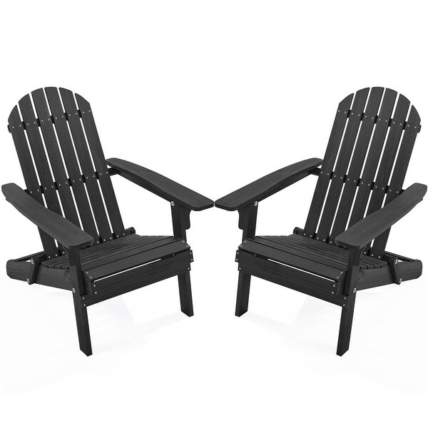 Yaheetech 2-piece Folding Adirondack Chair Solid Wood Garden