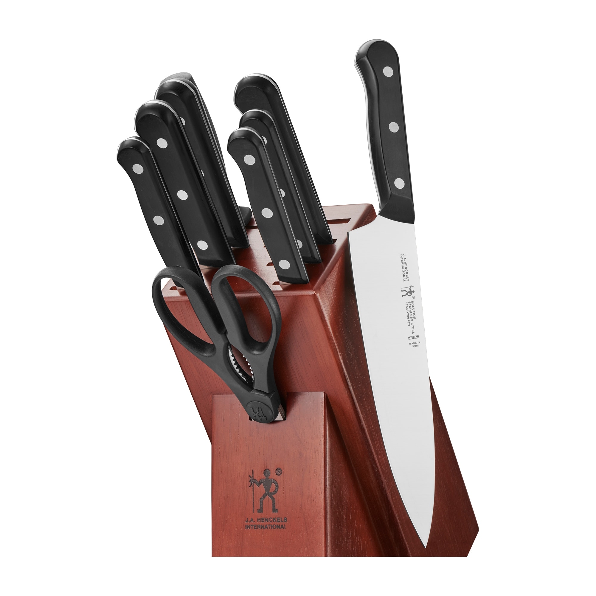 J.A. Henckels International Solution 12- Piece Knife Block Set, Black/Silver