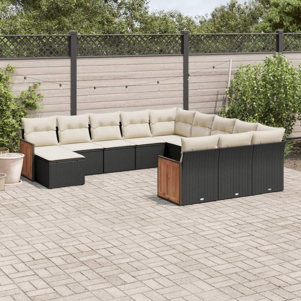 vidaXL Garden Sofa Set Black - 21.7 x 21.7 x 14.6