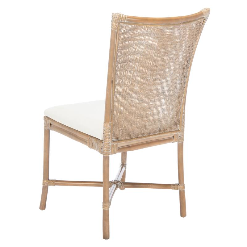 SAFAVIEH Paula Greywhitewash/White Rattan Accent Chair with Cushion - 18.1" W x 21.7" L x 35.4" H - 18Wx22Dx35H
