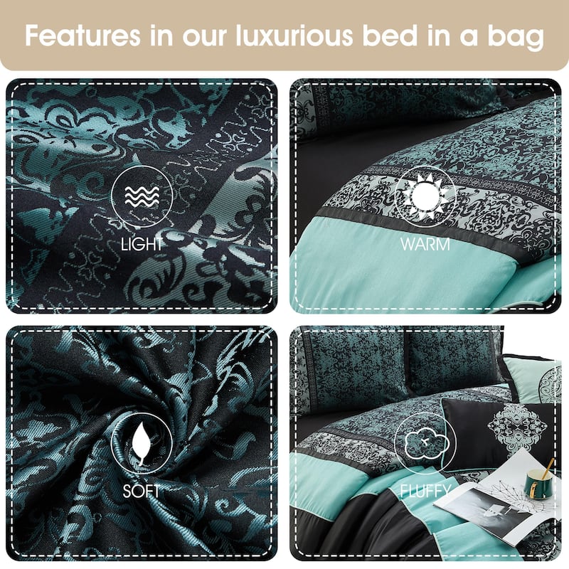 Nanshing Sierra 12 Piece Faux Silk Damask Comforter Set