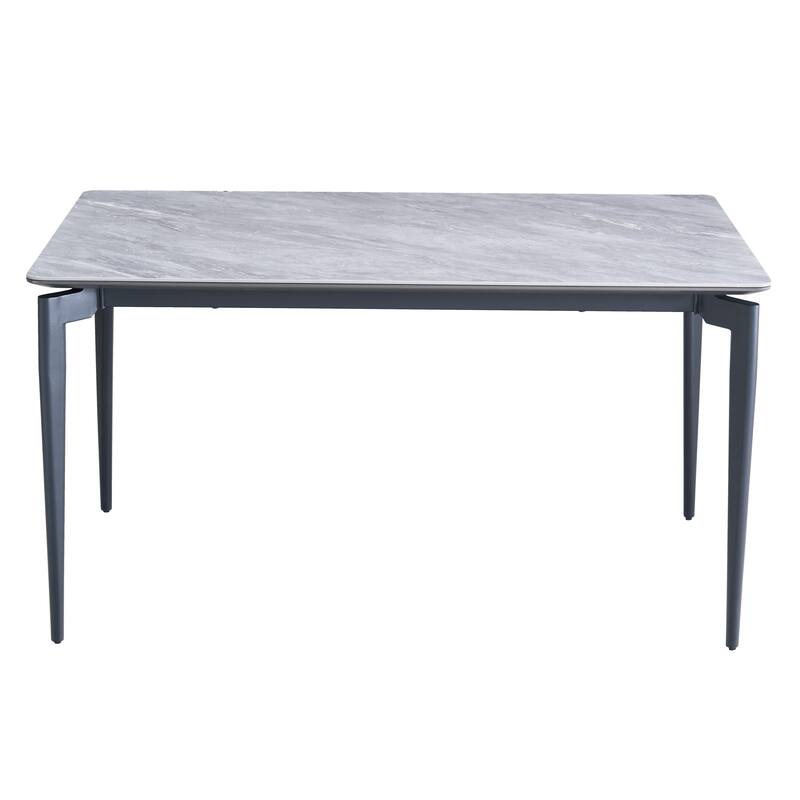 Glossy Rock Table With Legs,Sintered Stone Dining Table,Family Dining Table For 6-8 People