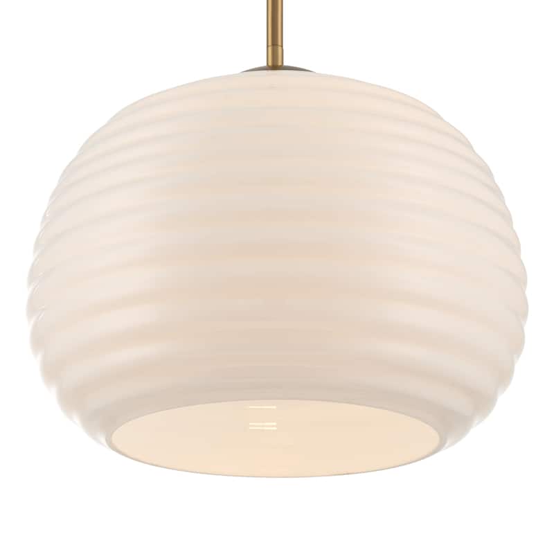 Acroma 1-Light Striped Glass Globe Pendant For Kitchen Island