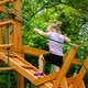 preview thumbnail 5 of 30, Gorilla Playsets Pioneer Peak Wooden Swing Set with Clatter Bridge and Tire Swing