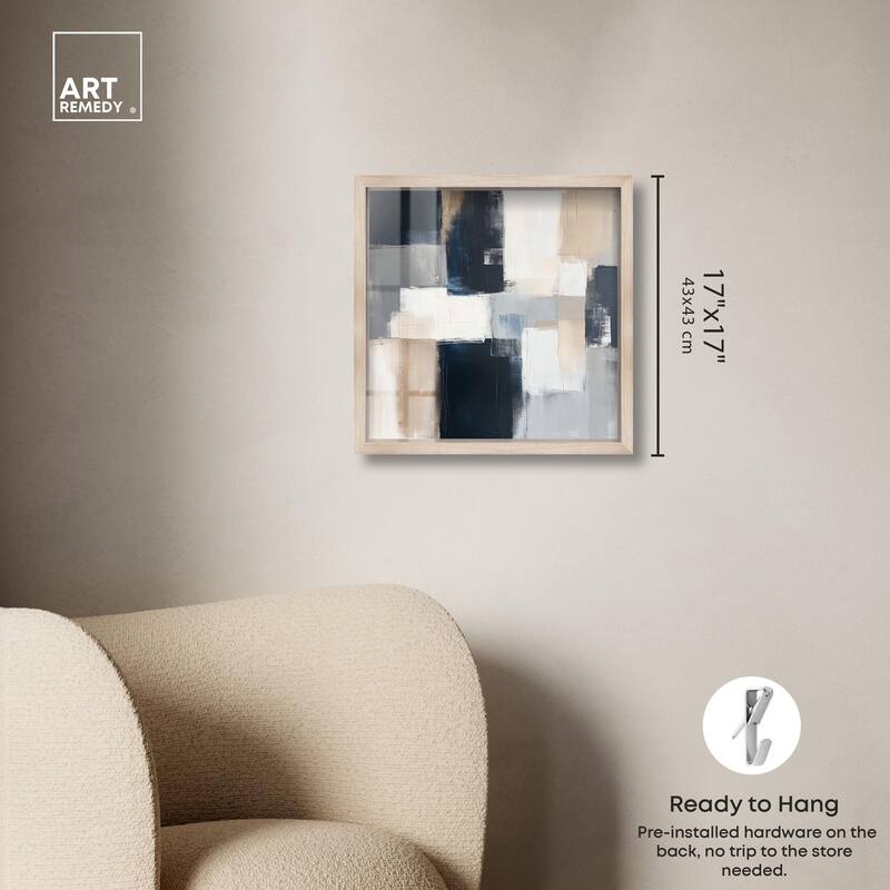 Blue and Tan Abstraction I Shadowbox by Art Remedy