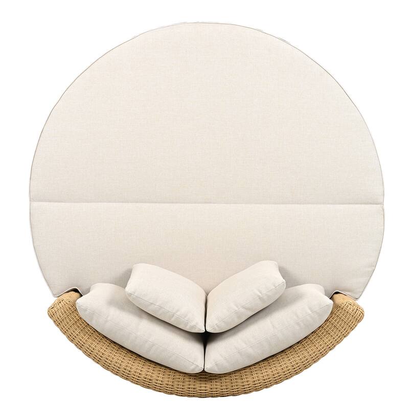 Christopher Knight Home - Jennie 63" Wicker Round Outdoor Daybed with Waterproof Cushions